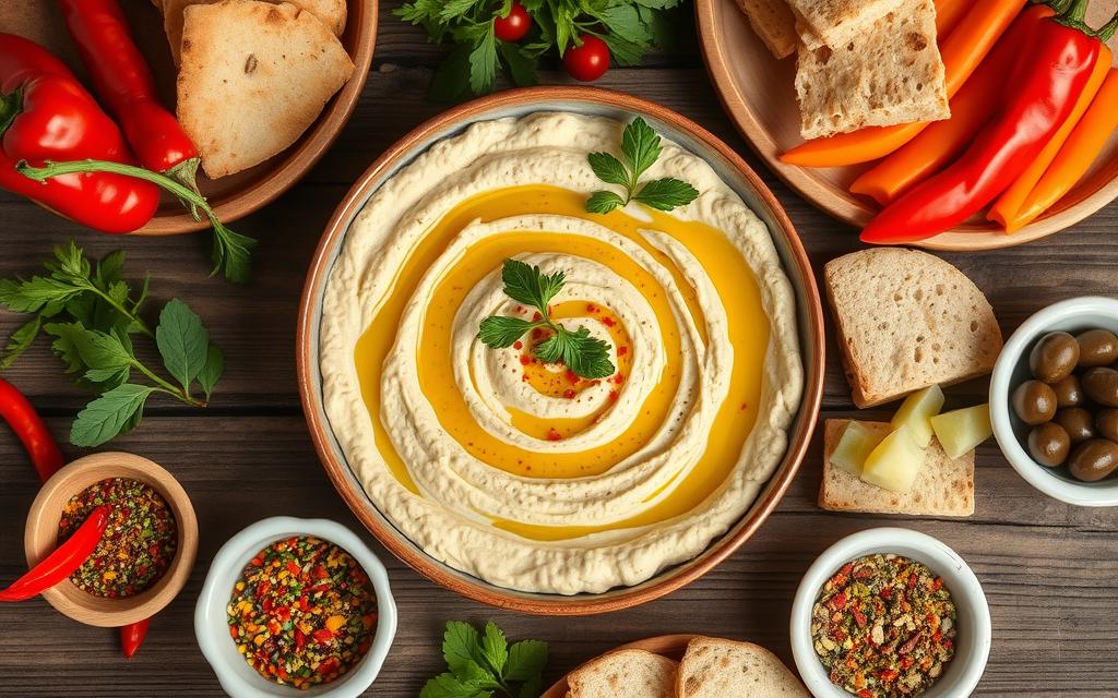 Here’s an optimized **Alt Text** for **"Hummus recept med spännande smakkombinationer"**: **"Hummus med unika smakkombinationer, perfekt för att ge en kreativ twist på den klassiska rätten."**